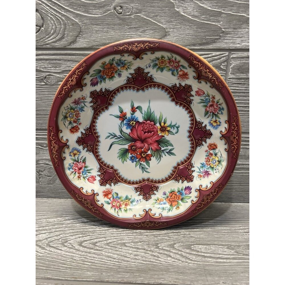 Vintage Daher Decorated Ware 10" Floral Tin Bowl Made in England 1971